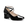 thumbnail image 1 of BLISSFUL STEP Square Toe Crisscross Strap Block Heel Pumps for Women, 1 of 5