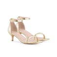 thumbnail image 1 of BLISSFUL STEP Women's Shoes Metallic Ankle Strap Kitten Heel Square Toe Sandals Gold 7, 1 of 7