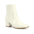 thumbnail image 1 of BLISSFUL STEP Women's Ankle Boots Chunky Heel Square Toe Side Zip Faux Leather Booties Cream 9.5, 1 of 6