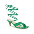 thumbnail image 1 of BLISSFUL STEP Square Toe Strappy Lace Up Kitten Heels Sandals for Women, 1 of 6