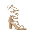 thumbnail image 1 of BLISSFUL STEP Strappy Strap Lace Up Block Heel Sandals for Women Nude 7, 1 of 6