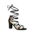 thumbnail image 1 of BLISSFUL STEP Strappy Strap Lace Up Block Heel Sandals for Women Black 6, 1 of 6