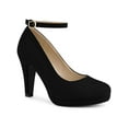 thumbnail image 1 of BLISSFUL STEP Women Ankle Strap Round Toe Stiletto Heels Pumps Black 7, 1 of 7