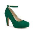 thumbnail image 1 of BLISSFUL STEP Women Ankle Strap Round Toe Stiletto Heels Pumps Green 6.5, 1 of 7