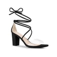 thumbnail image 1 of BLISSFUL STEP Women Lace Up Clear Strap Block Heels Sandals Black 7.5, 1 of 7