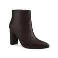 thumbnail image 1 of BLISSFUL STEP Women Pointed Toe Side Zip Block Heeled Ankle Boots Brown 6, 1 of 6