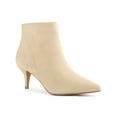 thumbnail image 1 of BLISSFUL STEP Women Pointed Toe Side Zip Stiletto Heels Ankle Boots Beige 6.5, 1 of 7