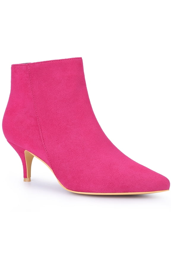 Pointed Toe Kitten Heels Ankle Booties Kitten Heels Ankle Boots for Women Hot Pink 9