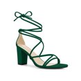 thumbnail image 1 of BLISSFUL STEP Women's Block Heel Sandal Strappy Lace Up Sandals Green 6, 1 of 8