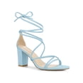 thumbnail image 1 of BLISSFUL STEP Women's Block Heel Sandal Strappy Lace Up Sandals Sky Blue 7, 1 of 8