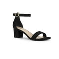 thumbnail image 1 of BLISSFUL STEP Women's Open Toe Ankle Strap Block Heel Sandals Black 7, 1 of 7