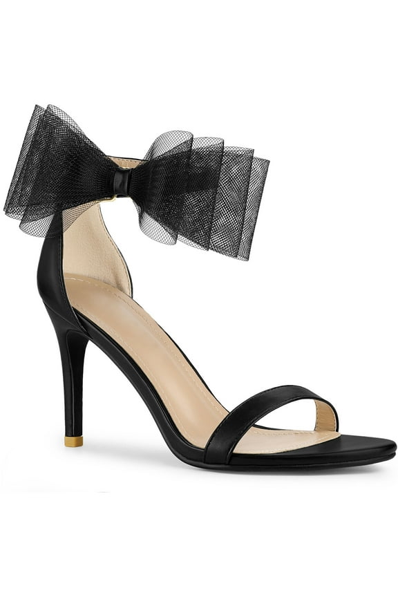 Women's Open Toe Ankle Strap Bow Tie Stiletto High Heels Sandals