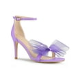 thumbnail image 1 of BLISSFUL STEP Women's Open Toe Ankle Strap Bow Tie Stiletto High Heels Sandals Purple 9, 1 of 6
