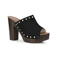 thumbnail image 1 of BLISSFUL STEP Women's Open Toe Platform Block Heel Slide Sandals Black 6.5, 1 of 6