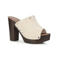 thumbnail image 1 of BLISSFUL STEP Women's Open Toe Platform Block Heel Slide Sandals Beige 8.5, 1 of 6