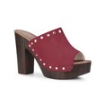 thumbnail image 1 of BLISSFUL STEP Women's Open Toe Platform Block Heel Slide Sandals Burgundy 6.5, 1 of 6