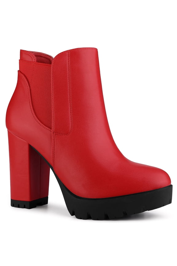 Women's Platform Block High Heels Chelsea Boots