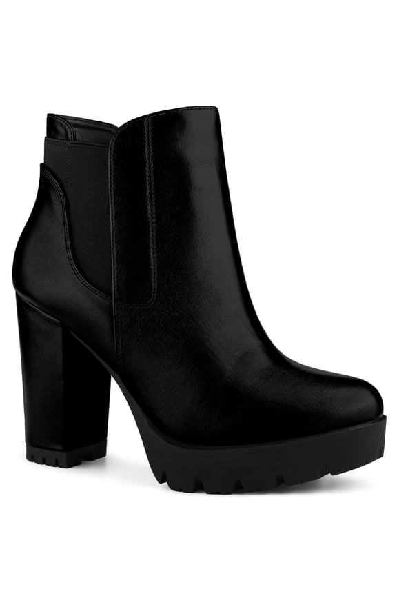 Women's Platform Block High Heels Chelsea Boots
