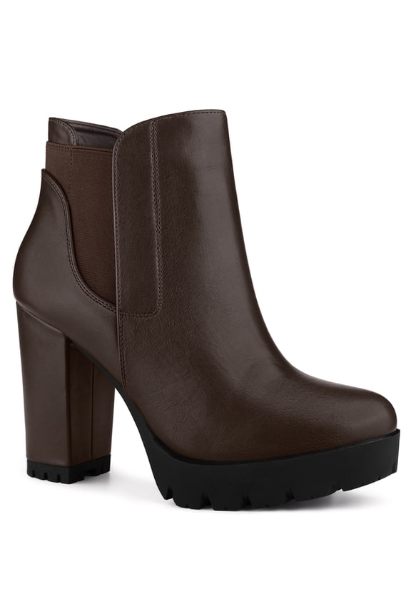 Women's Platform Block High Heels Chelsea Boots