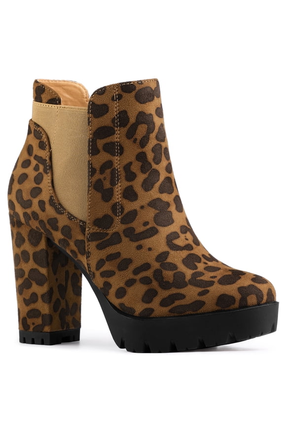 Women's Platform Block High Heels Chelsea Boots