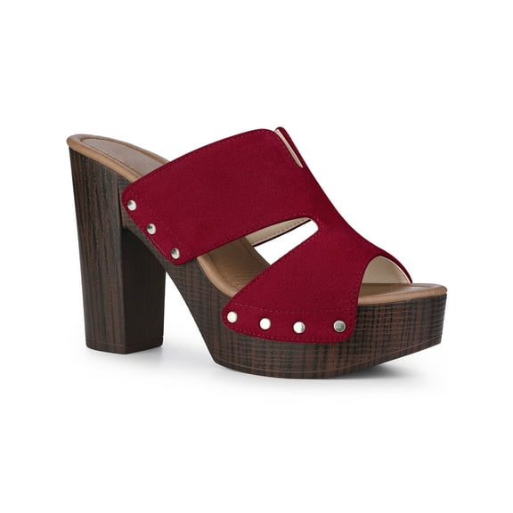 BLISSFUL STEP Women's Platform High Block Heel Slides Sandals