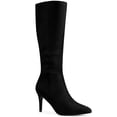 thumbnail image 1 of BLISSFUL STEP Women's Boots Faux Suede Knee High Pointy Toe Stiletto Heel Dress Boots Black 8, 1 of 7