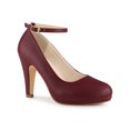 thumbnail image 1 of BLISSFUL STEP Women's Round Toe Ankle Strap Stiletto High Heels Pumps -PU Burgundy-PU 8.5, 1 of 6