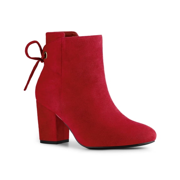 BLISSFUL STEP Women's Round Toe Block Heels Ankle Booties