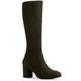 thumbnail image 1 of BLISSFUL STEP Women's Round Toe Block Heels Knee High Boots Light Black 5.5, 1 of 6