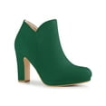 thumbnail image 1 of BLISSFUL STEP Women's Round Toe Platform Block Heels Ankle Booties Green 7, 1 of 6