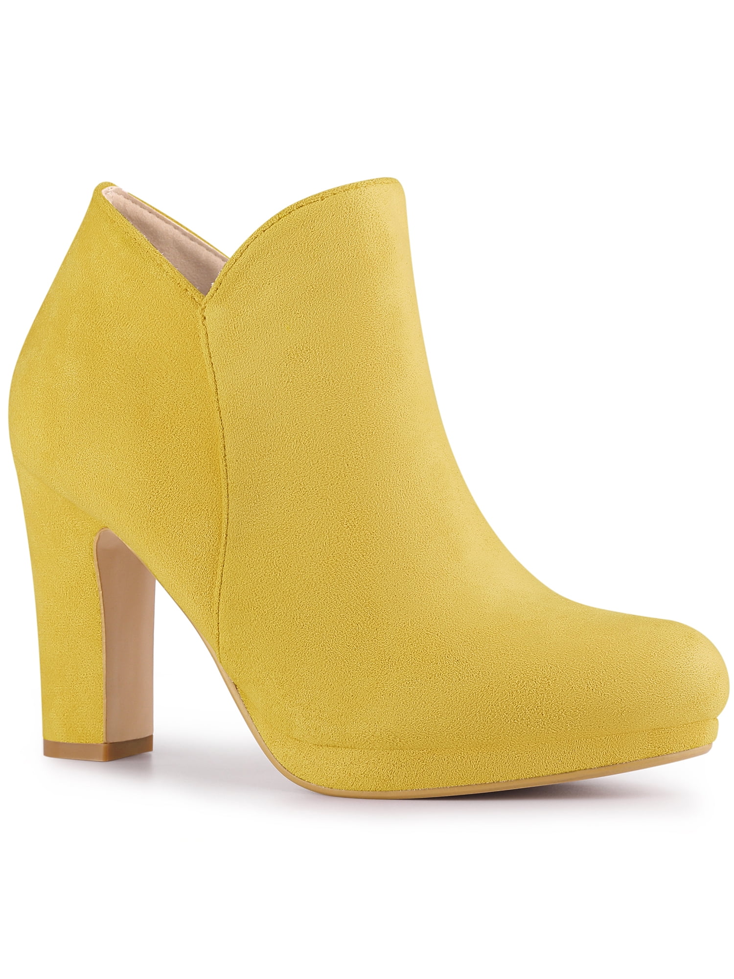 Round Toe Platform Block Heels Pumps