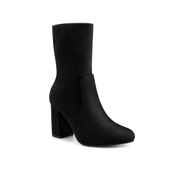 BLISSFUL STEP Women's Rounded Toe Block Heel Foldable Ankle Boots