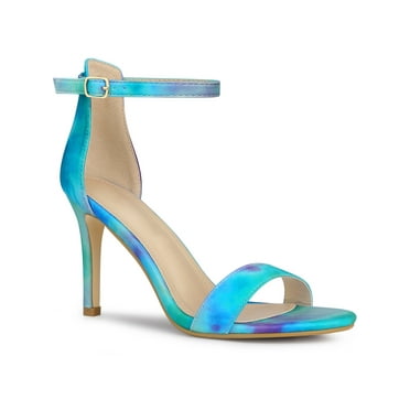 Perphy Women's Sandals Stiletto Heels Ankle Strap Tie Dye Sandals