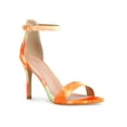 thumbnail image 1 of BLISSFUL STEP Women's Sandals Stiletto Heels Ankle Strap Tie Dye Sandals Orange 6, 1 of 5