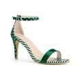 thumbnail image 1 of BLISSFUL STEP Women's Sandals Stiletto Heels Stripe Ankle Strap Polka Dots Sandals Green 9, 1 of 6