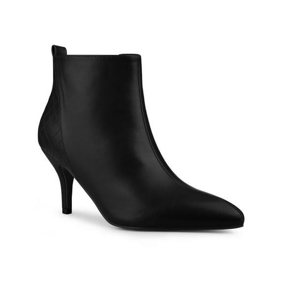 BLISSFUL STEP Women's Side Zip Pointy Toe Stiletto Heel Ankle Boots