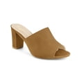 thumbnail image 1 of BLISSFUL STEP Women's Slide Heels Mules Slip on Block Heel Sandals Brown 7, 1 of 6