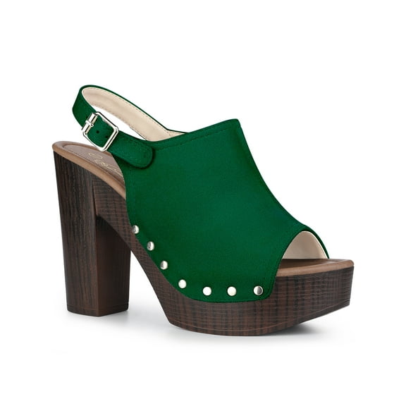 BLISSFUL STEP Women's Slingback Platform Chunky Heel Sandals