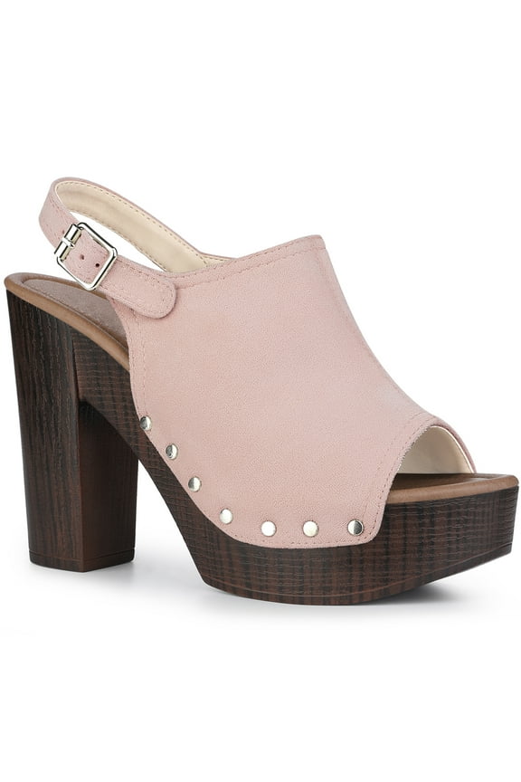 Easter Style Slingback Platform Chunky High Heel Sandals for Women Dust Pink 7