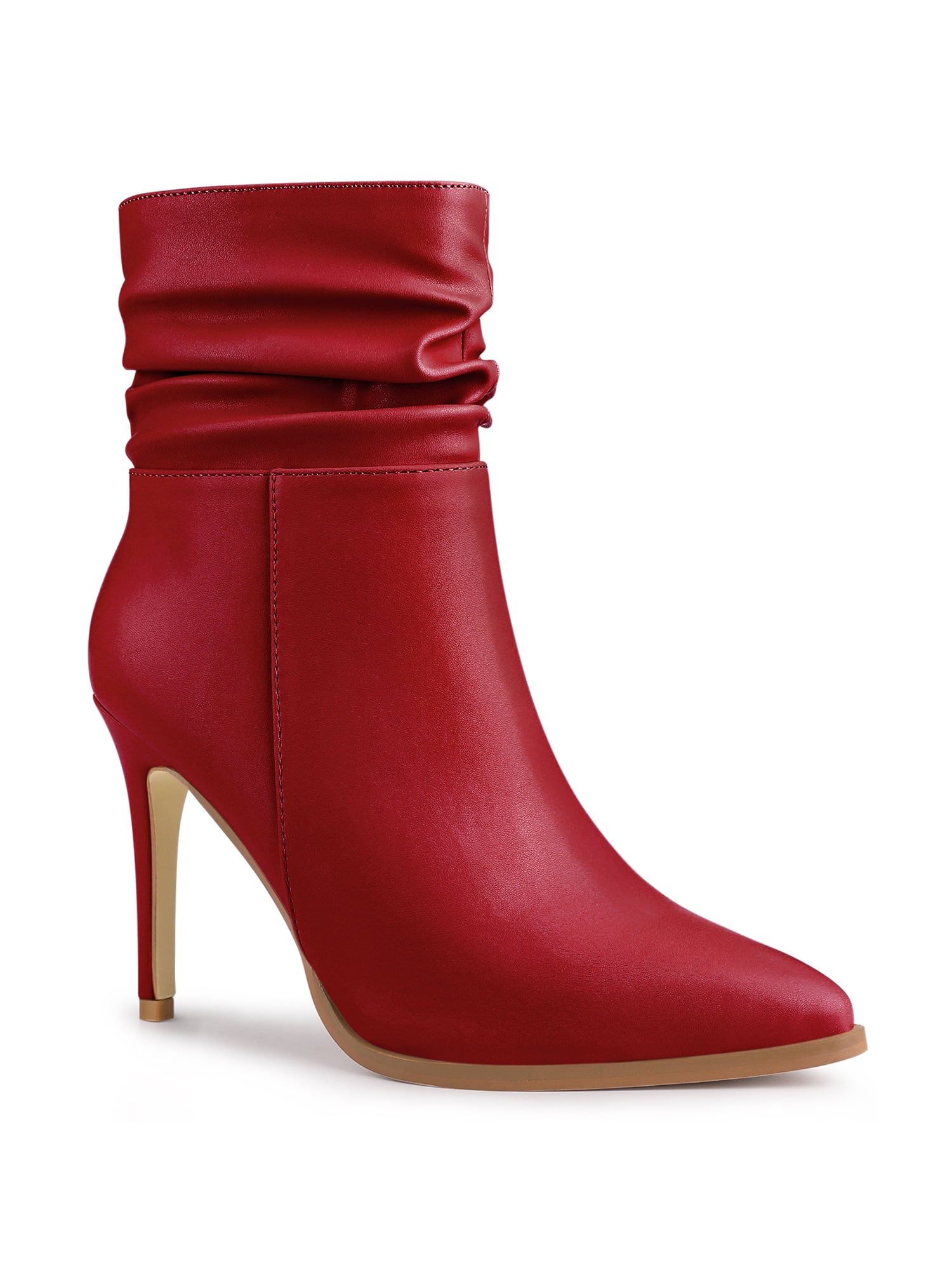 Pointed Toe Stiletto Heel Ankle Boots For Women Side Zipper Shoes