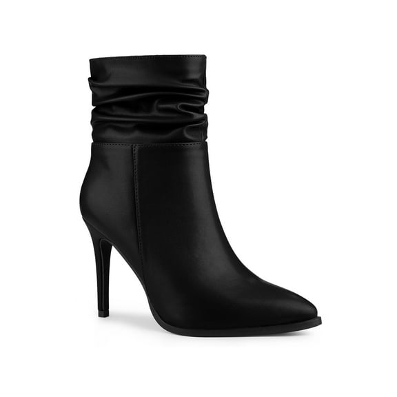 BLISSFUL STEP Women's relaxed Side Zip Stiletto Heel Ankle Boots Black 8