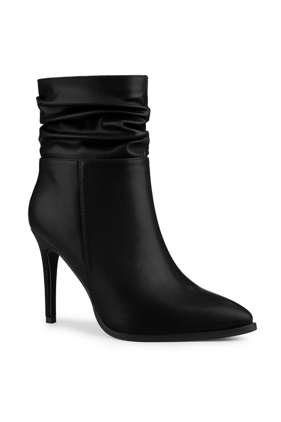 Women's relaxed Side Zip Stiletto Heel Ankle Boots Black 8