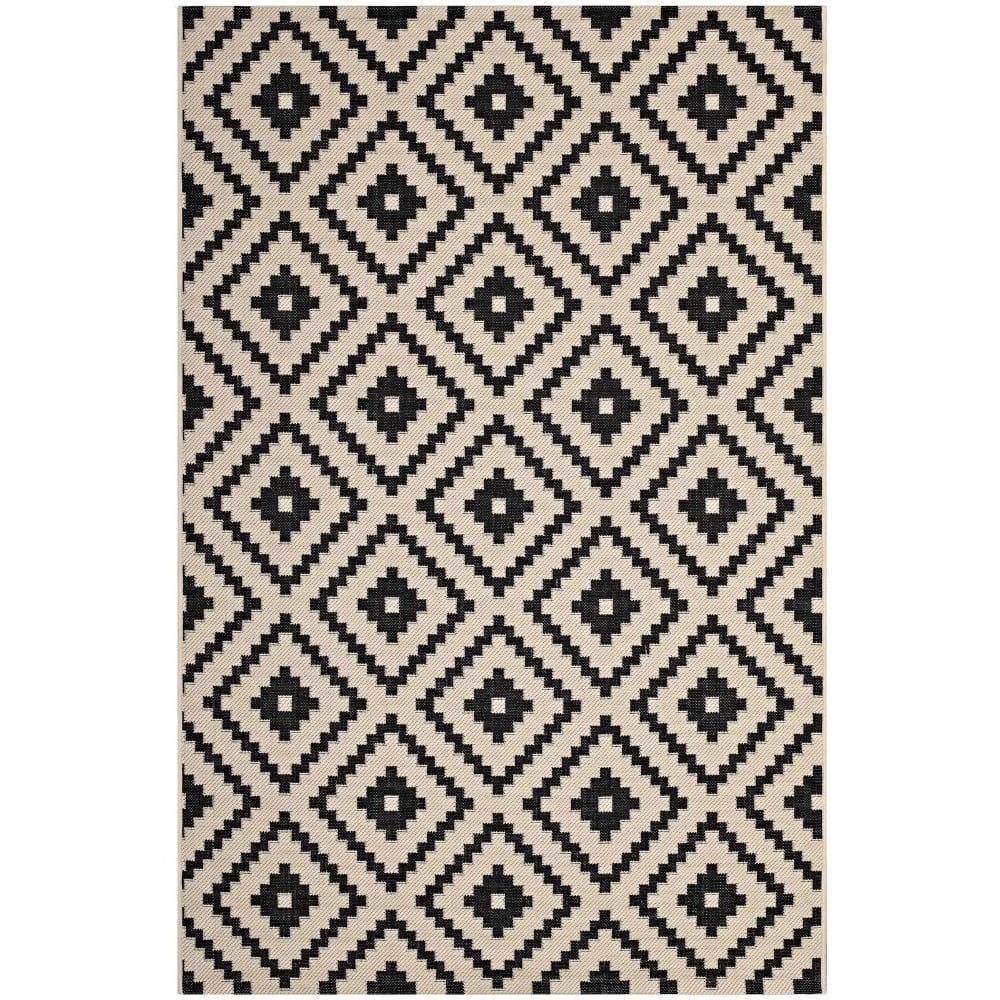 Perplex Black and Beige Geometric Diamond 8' x 10' Area Rug