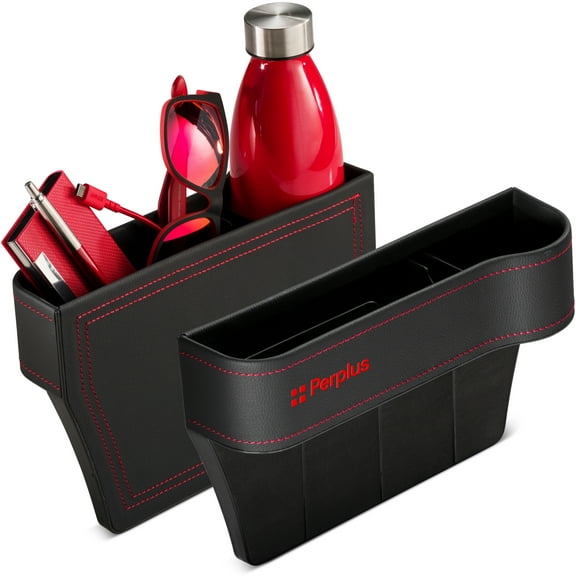 Perplus Car Seat Gap Filler Organizer, 2 Pack Between Front and Storage, Auto Console with Cup Holder