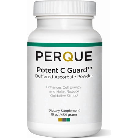 PERQUE Potent C Guard Buffered Vitamin C Powder 16 oz – pH Balanced, Non-Acidic Ascorbate Supplement, Antioxidant Support with Magnesium, Potassium & Zinc, Vegetarian & Allergen-Free