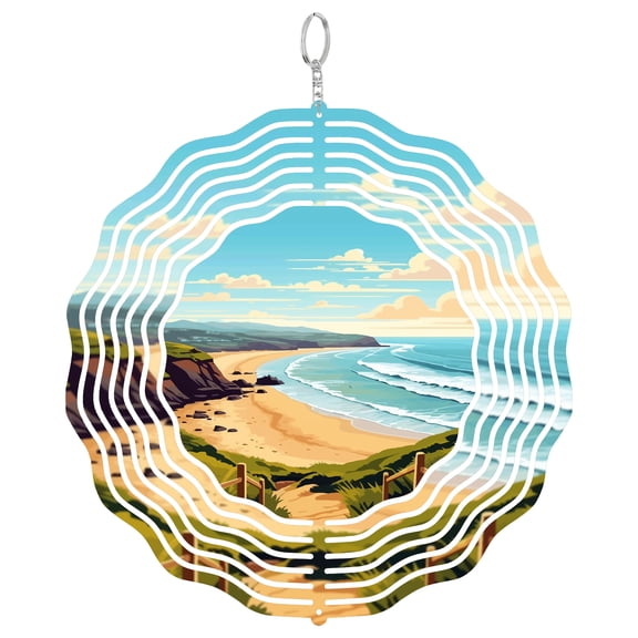 Perranporth Beach 3D Wind Spinner Stainless Steel Kinetic Yard Art Garden Decor Cornwall UK Gift