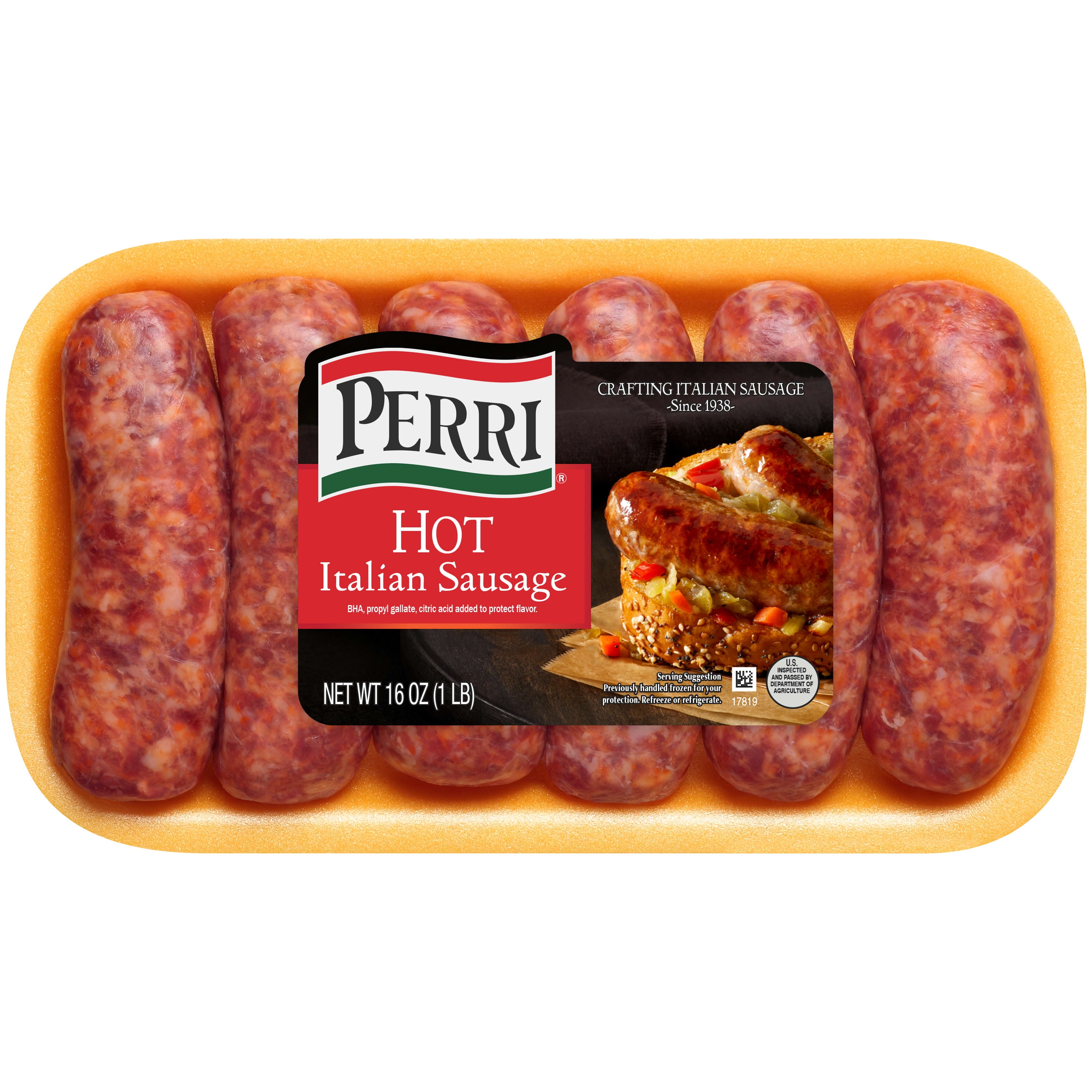 Perri Hot Italian Pork Sausage Links, 16 oz, 6 Count Tray