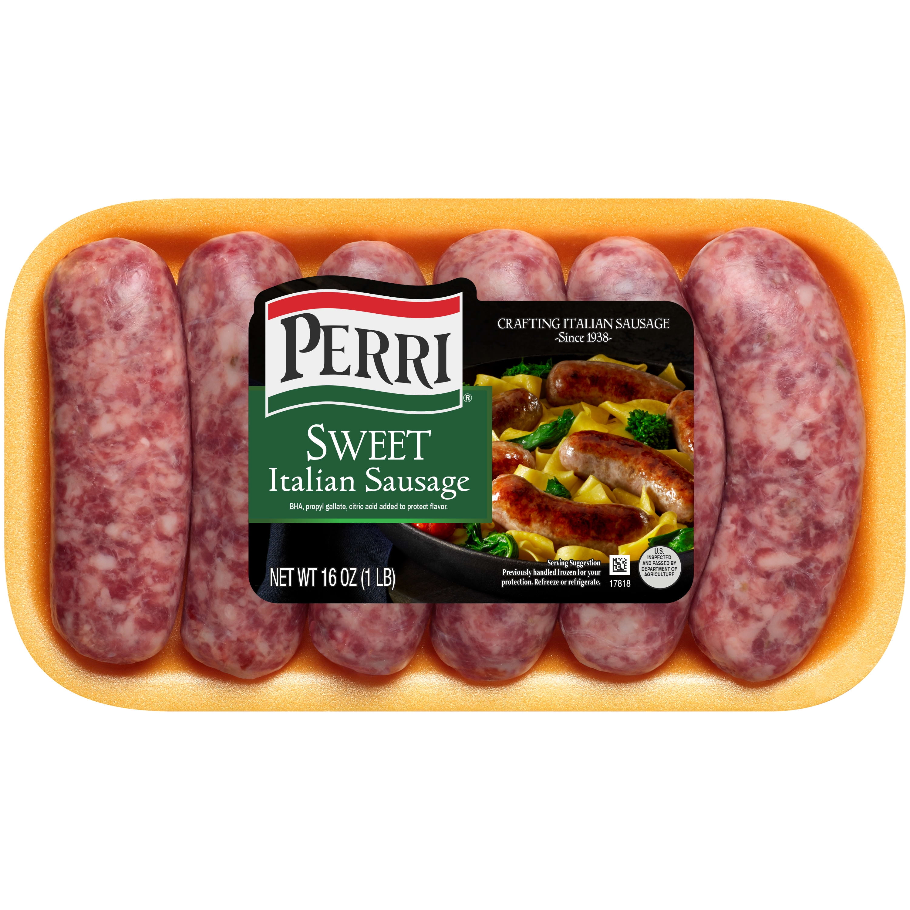 Perri Sweet Italian Pork Sausage Links, 16 oz, 6 Count Tray