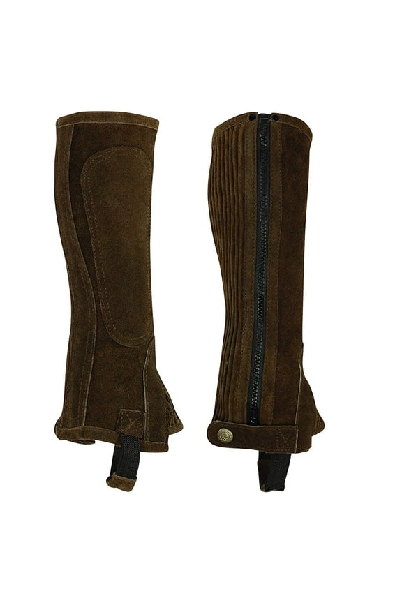Adult Zipper Half Chaps (Brown, XS, Regular)