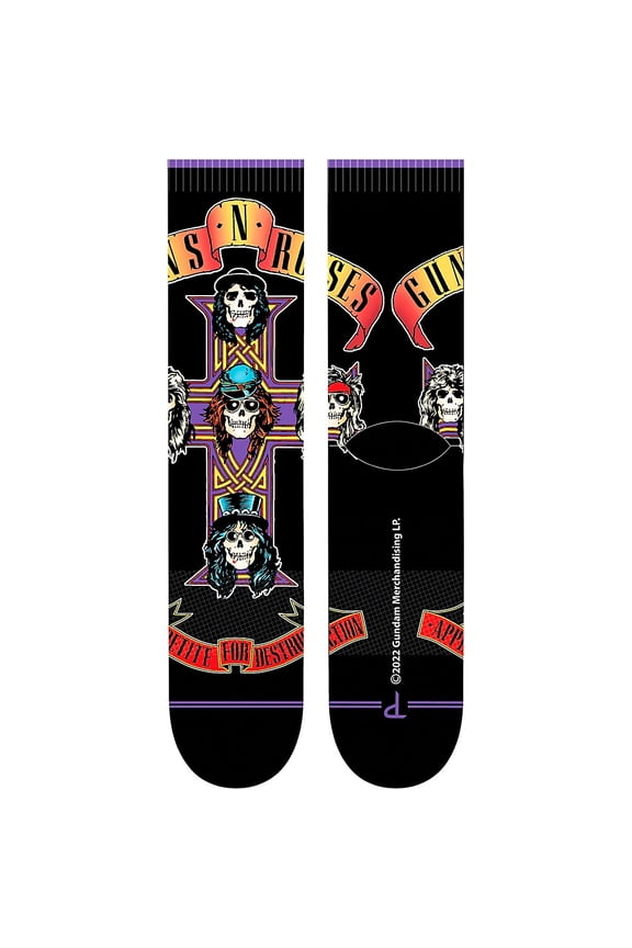 Guns and Roses Crew Socks Black